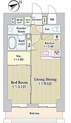 キングストンパレス立川 1SLDKの間取図画像