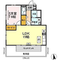 ローズコート美園 1LDKの間取図画像