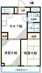 グロウマンション 2DKの間取図画像