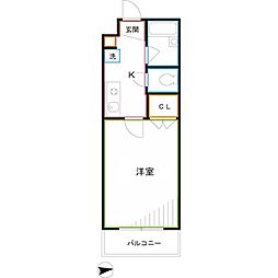 ティーザ武蔵野 1Kの間取図画像