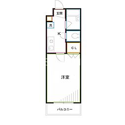 ティーザ武蔵野 1Kの間取図画像