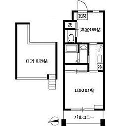 サンガーデン光 1LDKの間取図画像