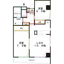サンライズ国立 2LDKの間取図画像