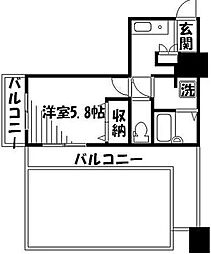 プラウドタワー武蔵小金井 1Kの間取図画像