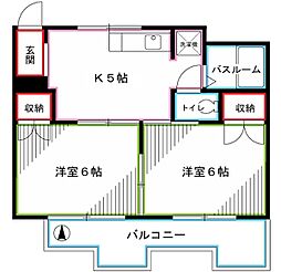 メゾン恋ヶ窪 2Kの間取図画像
