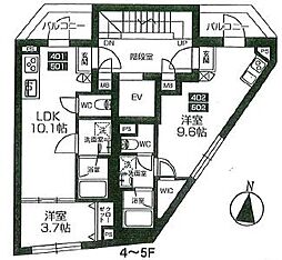 国分寺市南町2丁目マンション ワンルームの間取図画像