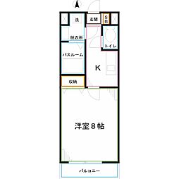 アマービレ国立 1Kの間取図画像
