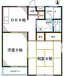 ハイムSTY2 2DKの間取図画像