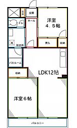 玉野屋コーポラス 2LDKの間取図画像