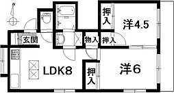 土棚荘 2LDKの間取図画像