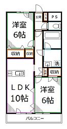 ヴィラ.トリアノン 2LDKの間取図画像