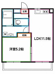 パティオ仲町 2DKの間取図画像