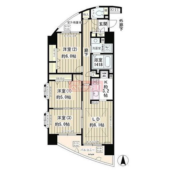 メゾン・シャルム 701｜東京都江東区大島１丁目(賃貸マンション3LDK・7階・70.32㎡)の写真 その2