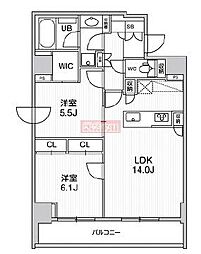 シーズンフラッツ両国ＥＡＳＴ 8階2LDKの間取り