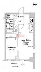 プラウドフラット森下III 2階1LDKの間取り