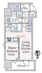 サンウッド錦糸町フラッツ 1LDKの間取図画像