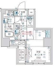 ルクレ墨田緑3 1Kの間取図画像
