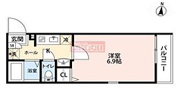 グランクォール大島 1Kの間取図画像