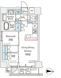 STANDZ亀戸 2LDKの間取図画像