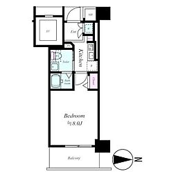 リアナ北斎アベニュー 1Kの間取図画像
