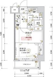 ガリシア亀戸 2Kの間取図画像
