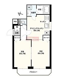 アイルプレミアム向島 2DKの間取図画像