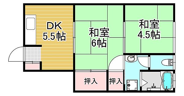 コーポシオツ ｜大阪府大阪市福島区海老江4丁目(賃貸アパート2LDK・2階・34.84㎡)の写真 その2