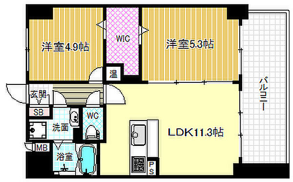 メゾンクラウン鷺洲 ｜大阪府大阪市福島区鷺洲1丁目(賃貸マンション2LDK・3階・50.02㎡)の写真 その2