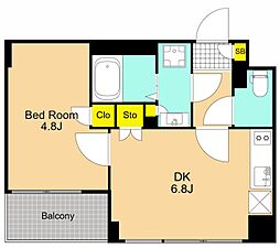 ブランシエスタ品川大井町パークエッジ 1DKの間取図画像