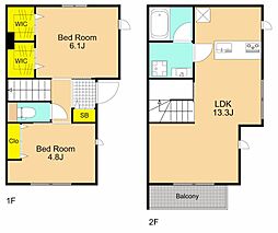JR京浜東北・根岸線 大井町駅 徒歩5分の賃貸一戸建て 2LDKの間取り