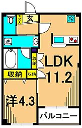 グランエステート大井 1階1LDKの間取り