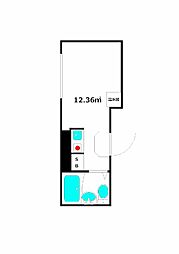 ハイム花房 2階ワンルームの間取り