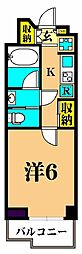 三越ゼームス坂マンションC棟 1Kの間取図画像