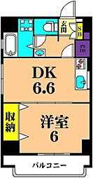 シャンボール第2大森 1DKの間取図画像