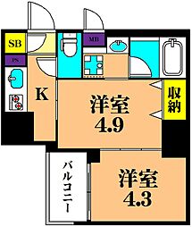SYFORME大井町2 1DKの間取図画像