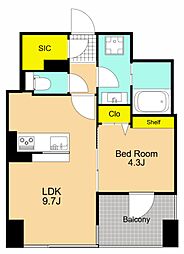 パウロニア東大井 1LDKの間取図画像