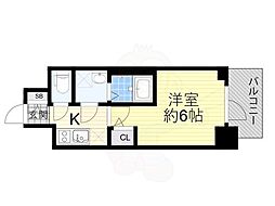 エスリード弁天町NORTH RESIDENCE 9階1Kの間取り