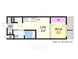 セオリー大阪ハーバーDOOR 3階1LDKの間取り