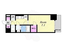 エスプレイス大阪ガルフレジデンス 12階1Kの間取り