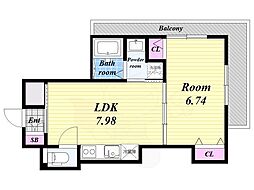BJアマデウス 8階1LDKの間取り