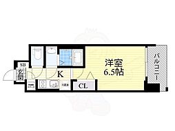 レジュールアッシュウエストレジス 7階1Kの間取り