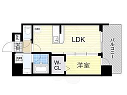エステムコート難波WEST-SIDE7エクシーナ 12階1LDKの間取り