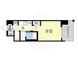 エステムコート難波WEST-SIDE7エクシーナ 11階1Kの間取り