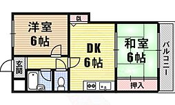 サンファミリー港晴 2DKの間取図画像