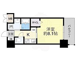 Louis Residence弁天町 1Kの間取図画像