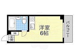 銀玉ハイツ ワンルームの間取図画像