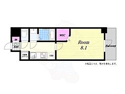 Alivisドーム前 1Kの間取図画像