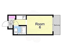 ビバリーヒルズ泉尾 1Kの間取図画像
