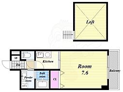 ボンジュール築港 1Kの間取図画像