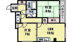 ドウェル倉本2 2LDKの間取図画像